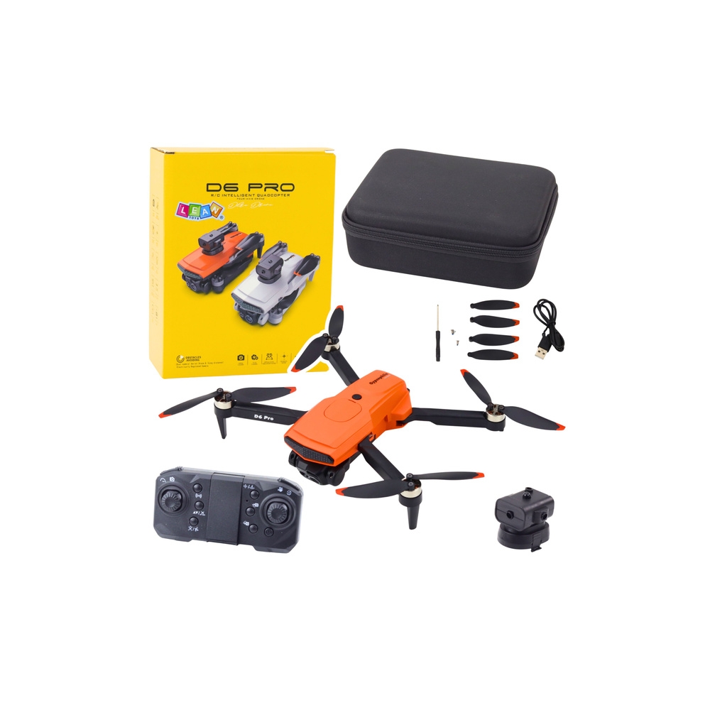 Dronas D6 PRO Dual HD kamera LED žibintai oranžinė