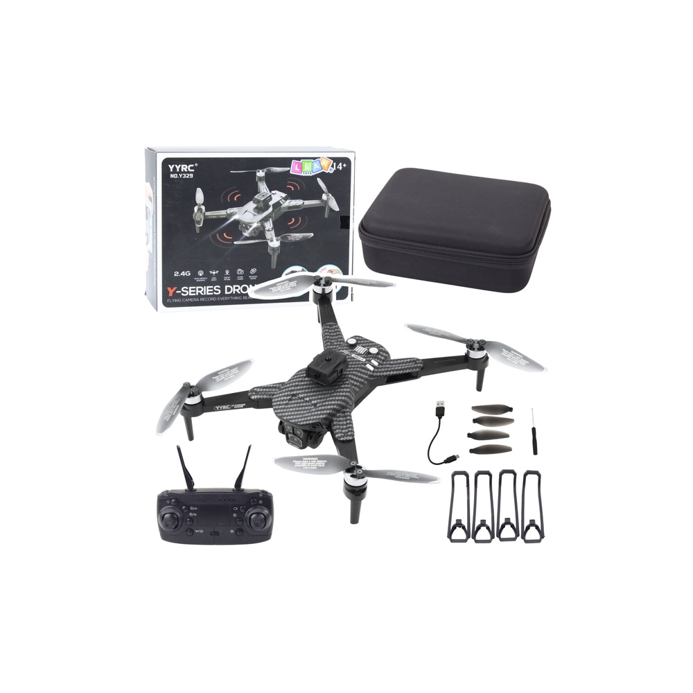 Dronas Y329 HD kamera WIFI žibintai LED programa Anglies juoda