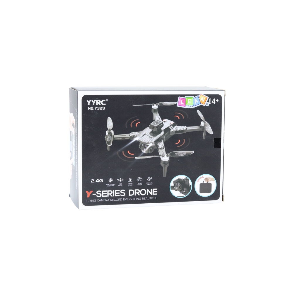 Dronas Y329 HD kamera WIFI žibintai LED programa Anglies juoda