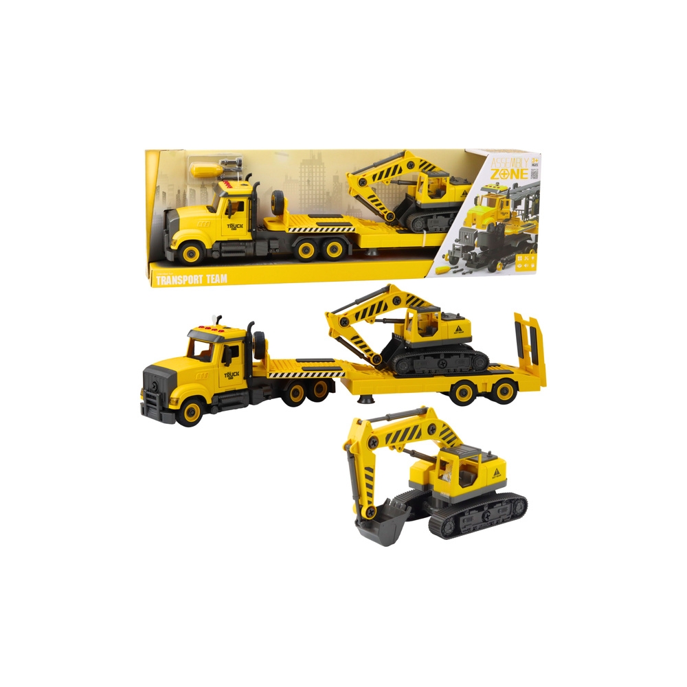 Sunkvežimis DIY Caterpillar su ekskavatoriumi žibintai garsai, geltonas-Žaislai, Auto ir transporto žaislai, Traktoriai-e-vaikas