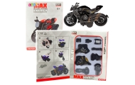 Metalinis surenkamas motociklas 1:14 aukso /juoda sp.