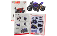 Metalinis surenkamas motociklas 1:14 juoda / mėlyna