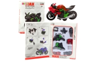 Metalinis surenkamas motociklas 1:14 žalias ir raudonas