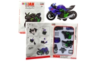Motocykl Do Składania Skręcania Metal 1:14 DIY Zielono-Niebieski