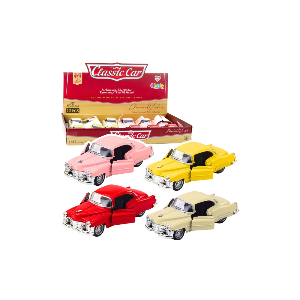 1950 m. klasikinis automobilis Metalinis ištraukiamas atgal važiuoti atidarytomis durimis 1:32 Mišinys-Žaislai, Auto ir transpor