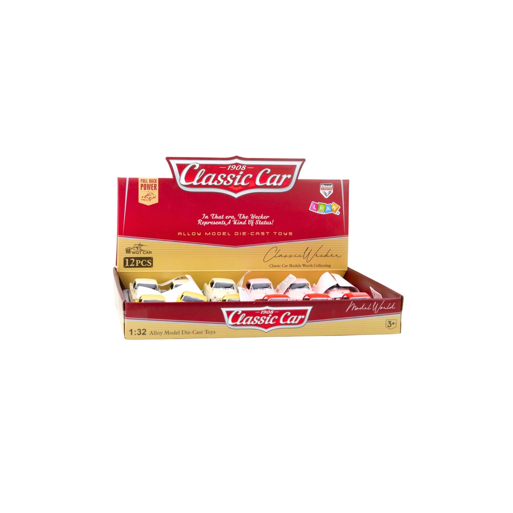 1950 m. klasikinis automobilis Metalinis ištraukiamas atgal važiuoti atidarytomis durimis 1:32 Mišinys-Žaislai, Auto ir transpor