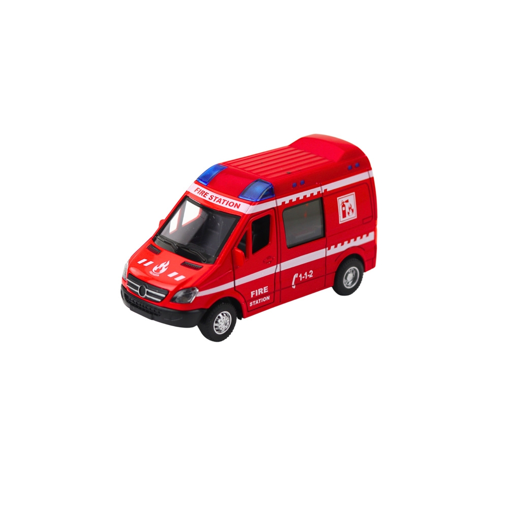 Metalinis gaisrinės brigados sunkvežimis Drive Pull Back Lights Sounds Red 1:32-Žaislai, Auto ir transporto žaislai, Mašinos-e-v