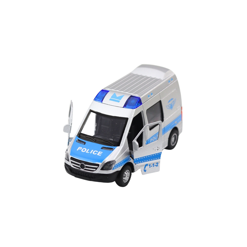 Metalinis policijos automobilis su traukimo atgal važiuoti žibintais Garsas 1:32-Žaislai, Auto ir transporto žaislai, Mašinos-e-