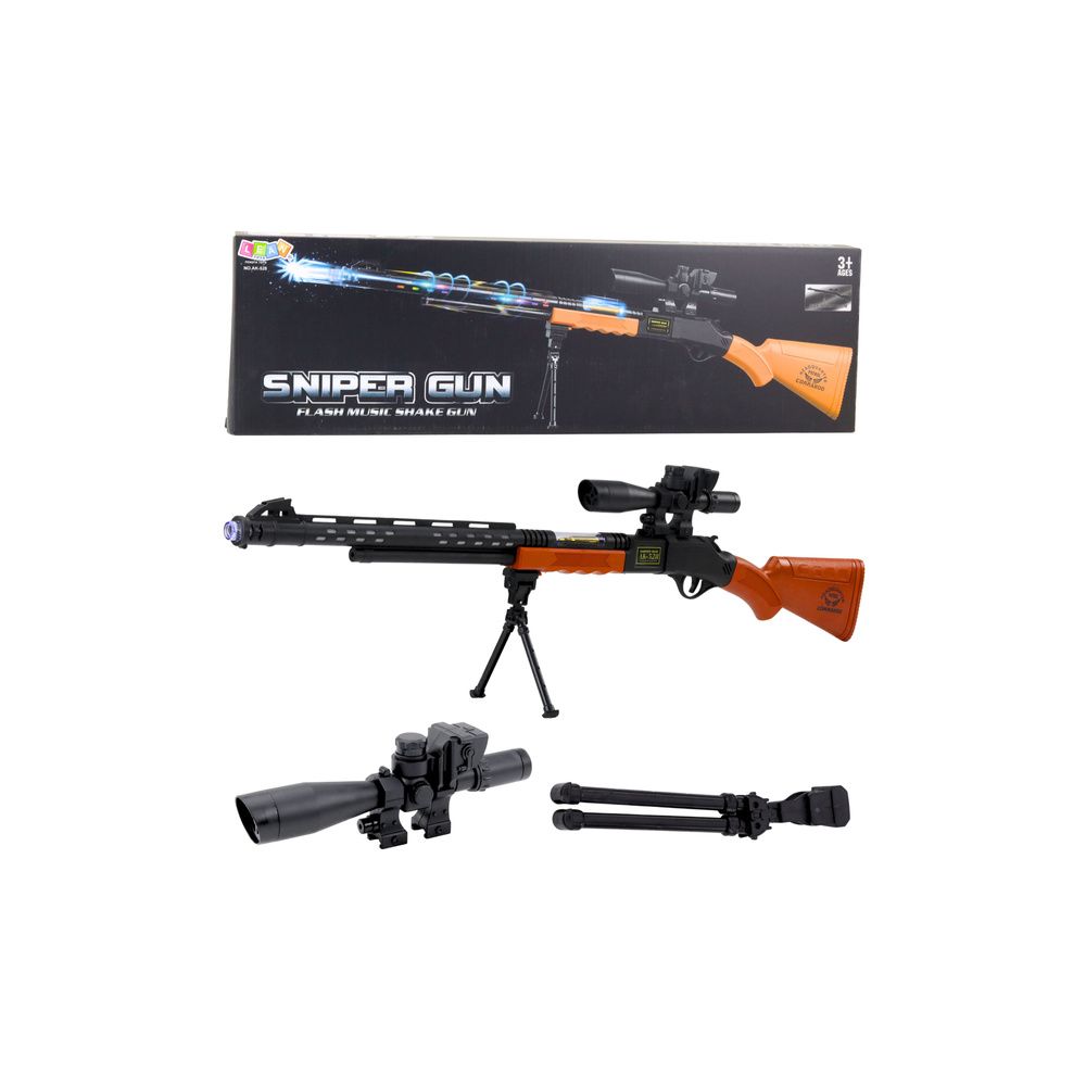 Karabin Snajperski Zabawkowy AK-528 Celownik Statyw Światła Dźwięki