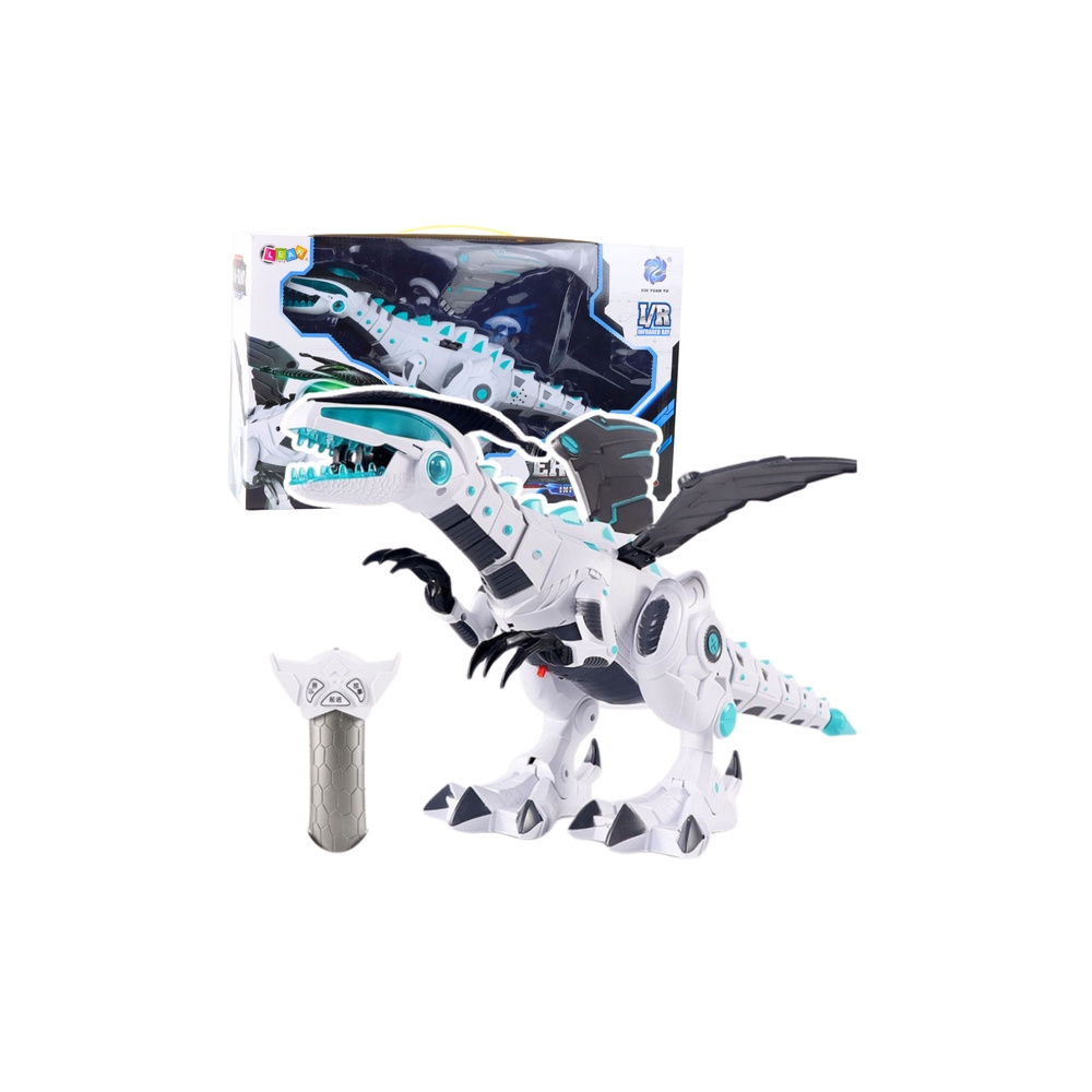 Robot Dinozaur Ze Skrzydłami Zdalnie Sterowany RC Światła Dźwięki Biały