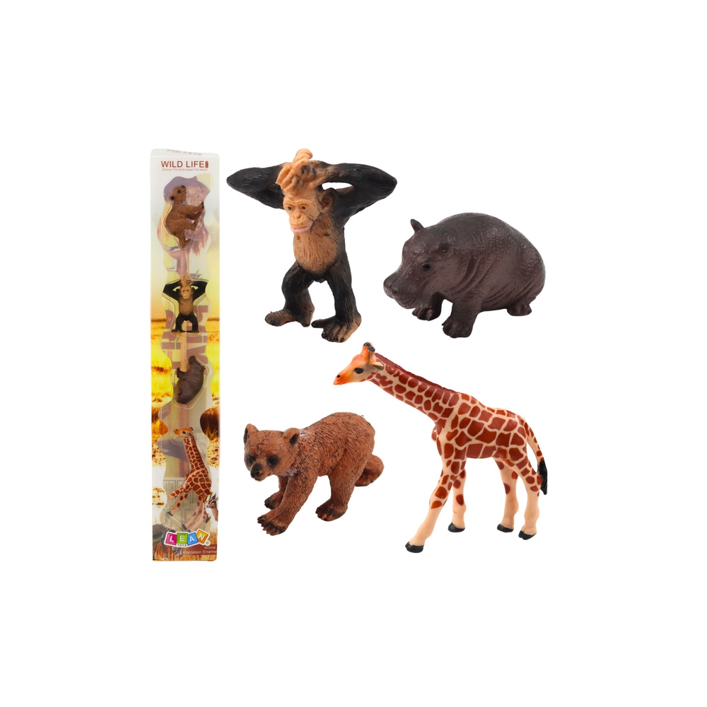 Mini figūrėlių rinkinys Laukiniai gyvūnai Šimpanzė Žirafa 6-9cm 4vnt