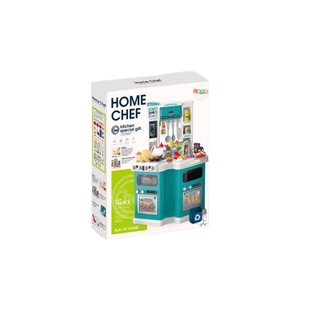 Didelė „Home Chef“ virtuvė vaikams Maisto gaminimo garsai Priedai (109 el.