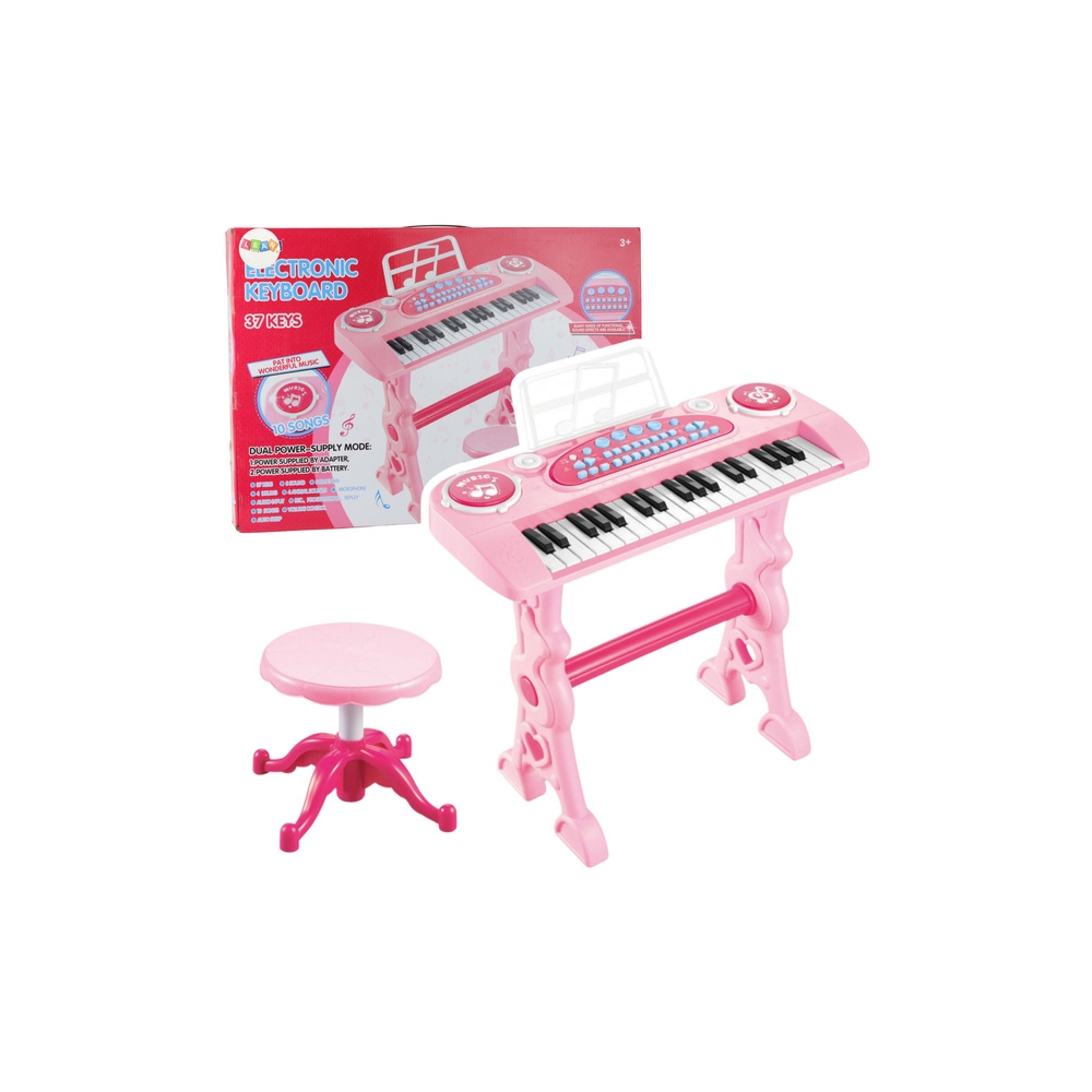 Elektroninis pianinas vaikams su mikrofonu, 37 klavišų, rožinis-Žaislai, Muzikiniai-e-vaikas