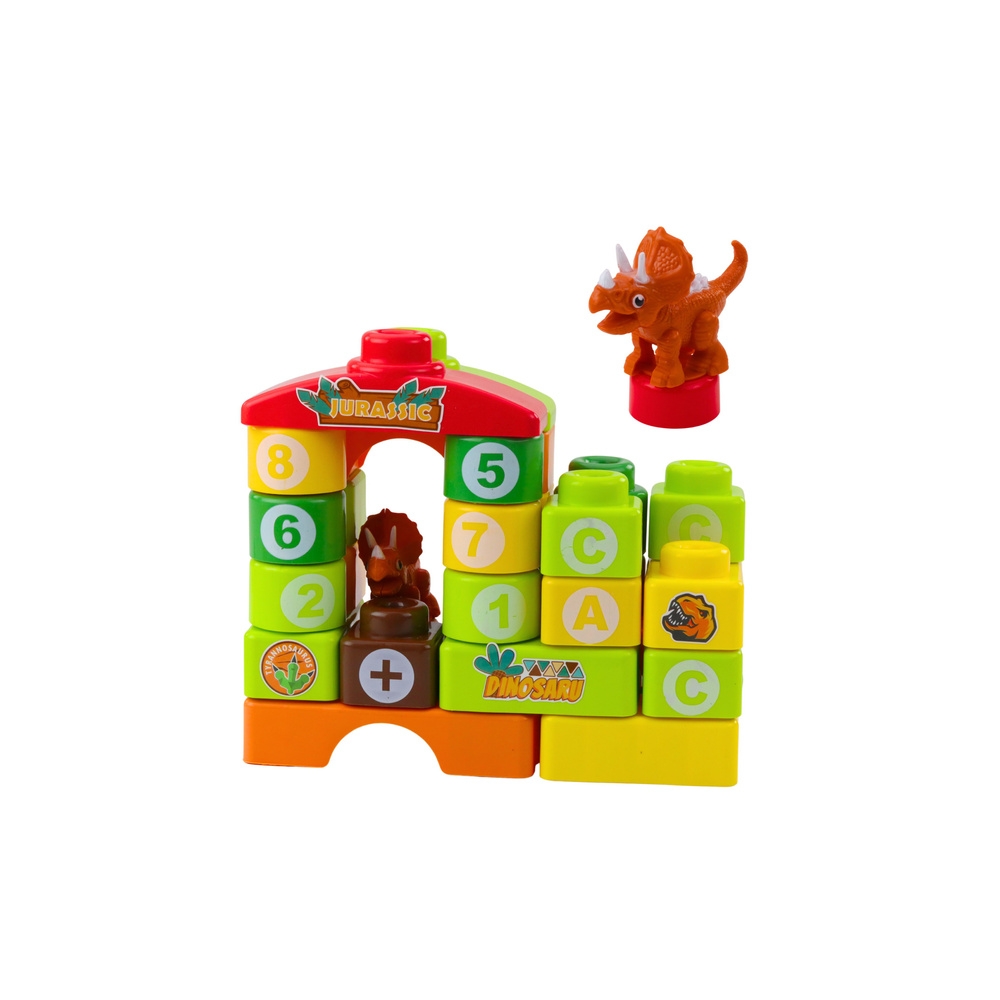 Klocki Konstrukcyjne Edukacyjne W Plecaku Dinozaury Cyfry Litery 49 el.
