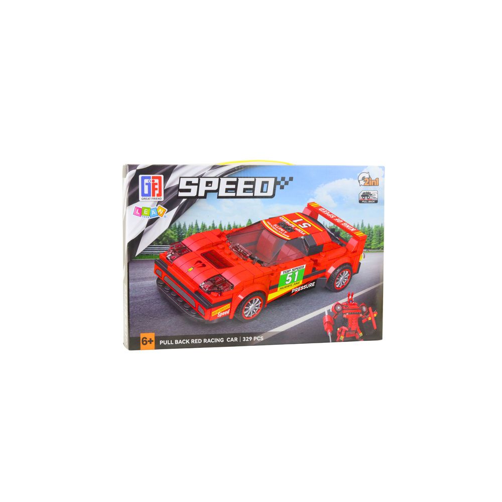 Klocki Konstrukcyjne Auto Robot 2w1 Czerwony Napęd 329 el.