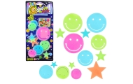 Fluorescenciniai šviečiantys sienų lipdukai Smiley Stars Spalvoti 10 el.