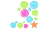 Fluorescenciniai šviečiantys sienų lipdukai Smiley Stars Spalvoti 10 el.