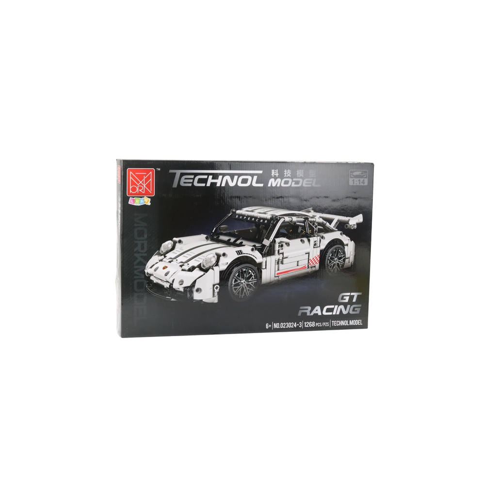 Konstruktorius GT Racing automobilis, baltas, 1:14, 1268 el.