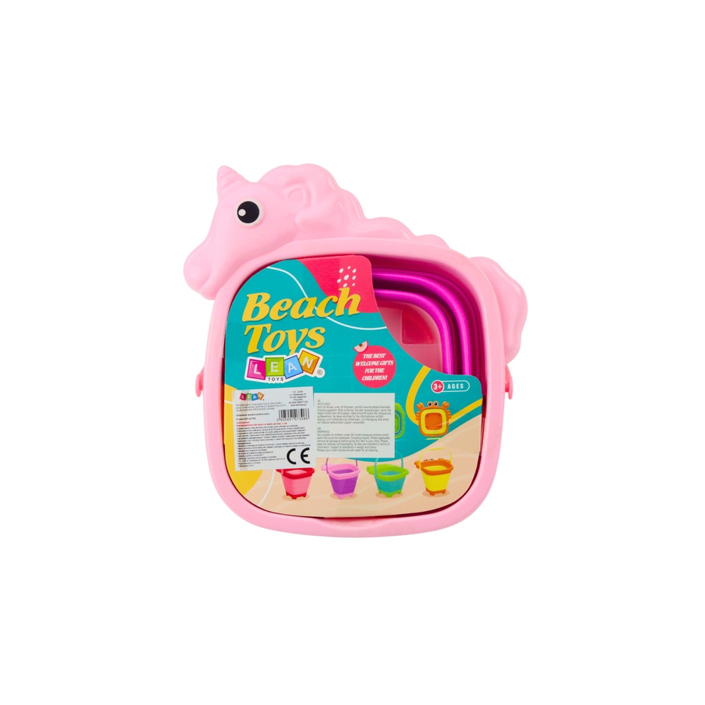 Sulankstomas silikoninis kibirėlis Vienaragis Paplūdimys Rožinis
