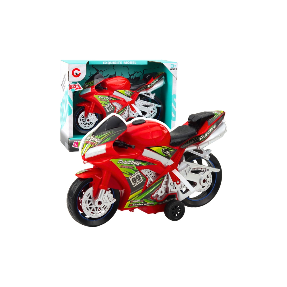 Lenktyninis motociklas su šviesos ir garso efektais Raudonas