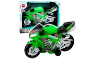 Lenktyninis motociklas su šviesos ir garso efektais Žalias