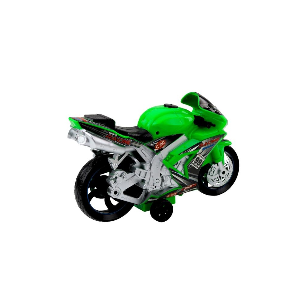 Lenktyninis motociklas su šviesos ir garso efektais Žalias