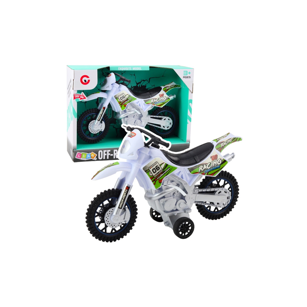 Visureigis motociklas su šviesos ir garso efektais Baltas