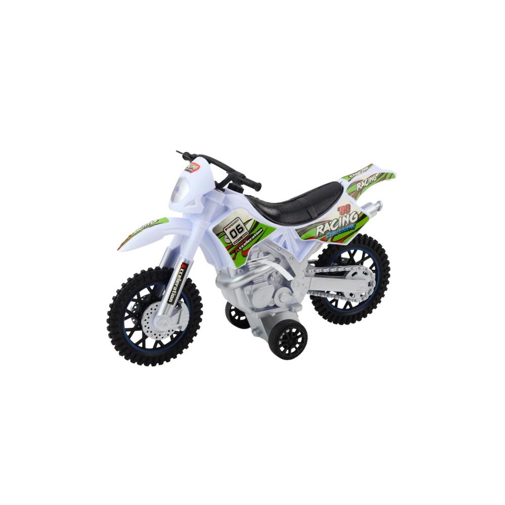 Visureigis motociklas su šviesos ir garso efektais Baltas