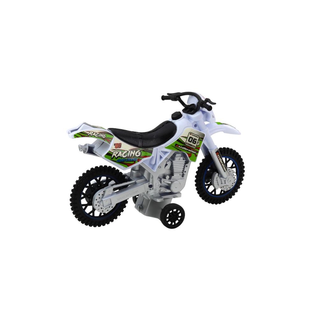 Visureigis motociklas su šviesos ir garso efektais Baltas
