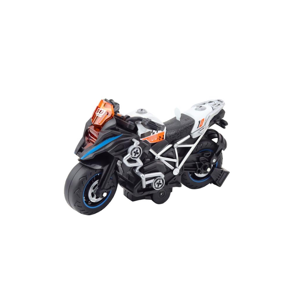 Lenktyninis motociklas su šviesos ir garso efektais Juodas