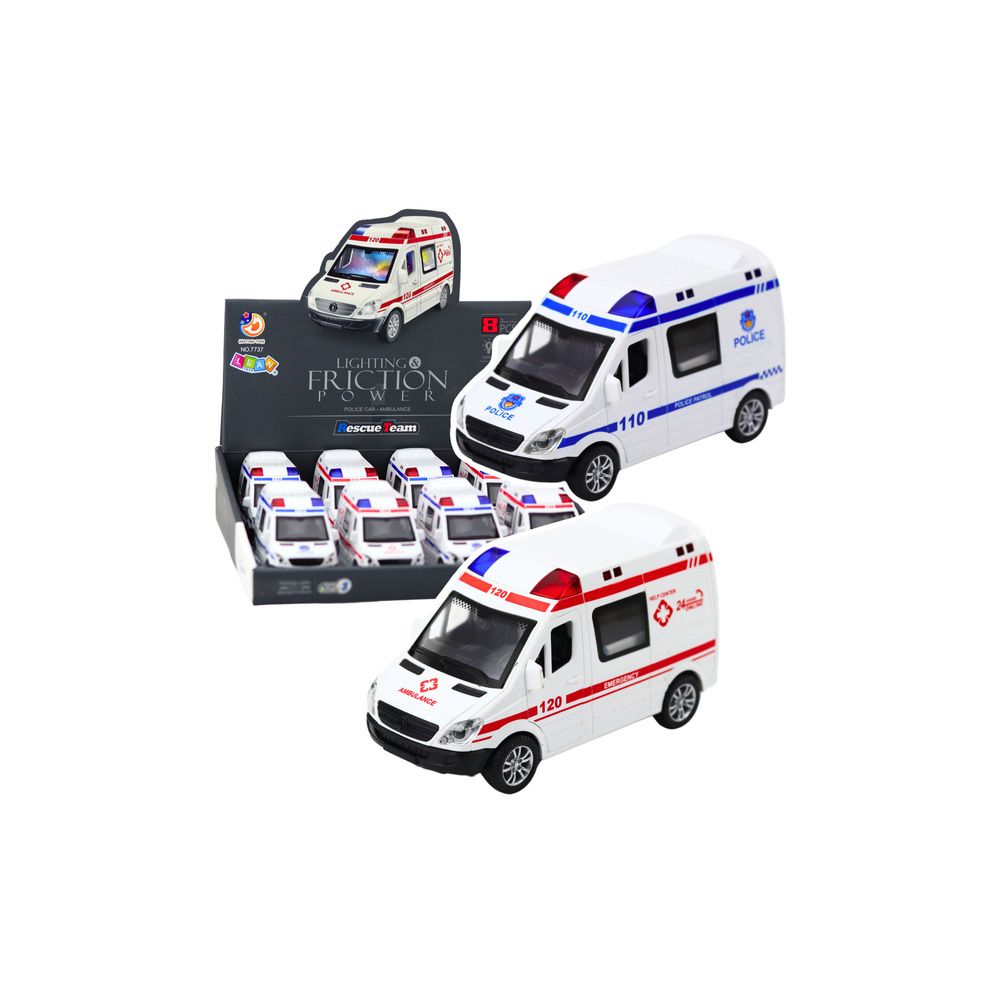 Wóz Policyjny Karetka Ambulans Otwierane Drzwi Napęd Światła Dźwięki Mix