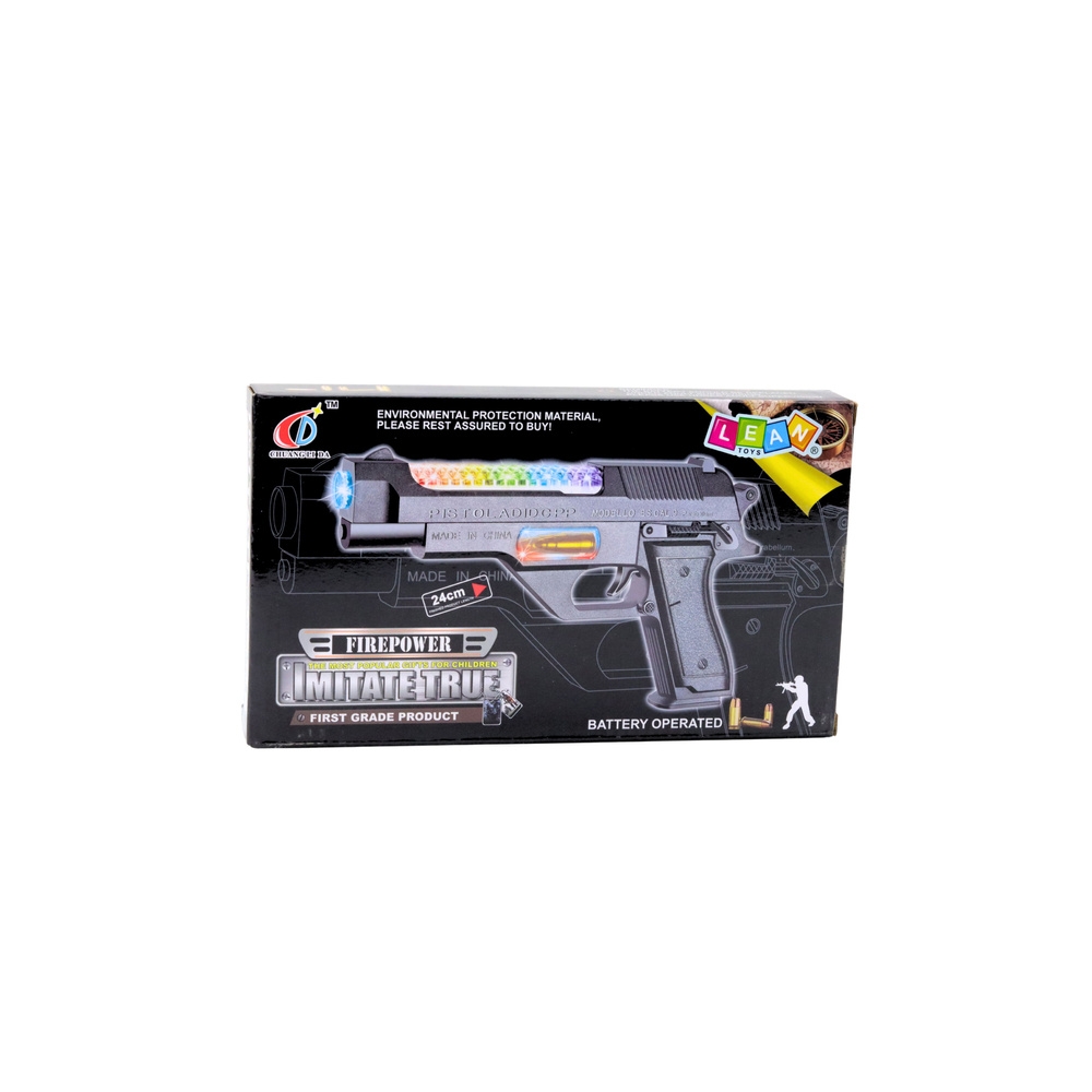 Broń Pistolet Na Baterie Kolorowe Światła Dźwięki  24cm