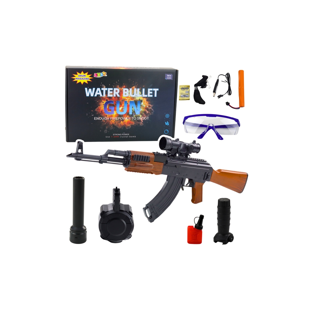 Karabin AK Na Kulki Wodne Hydrożelowe Celownik Akcesoria Okulary 96cm