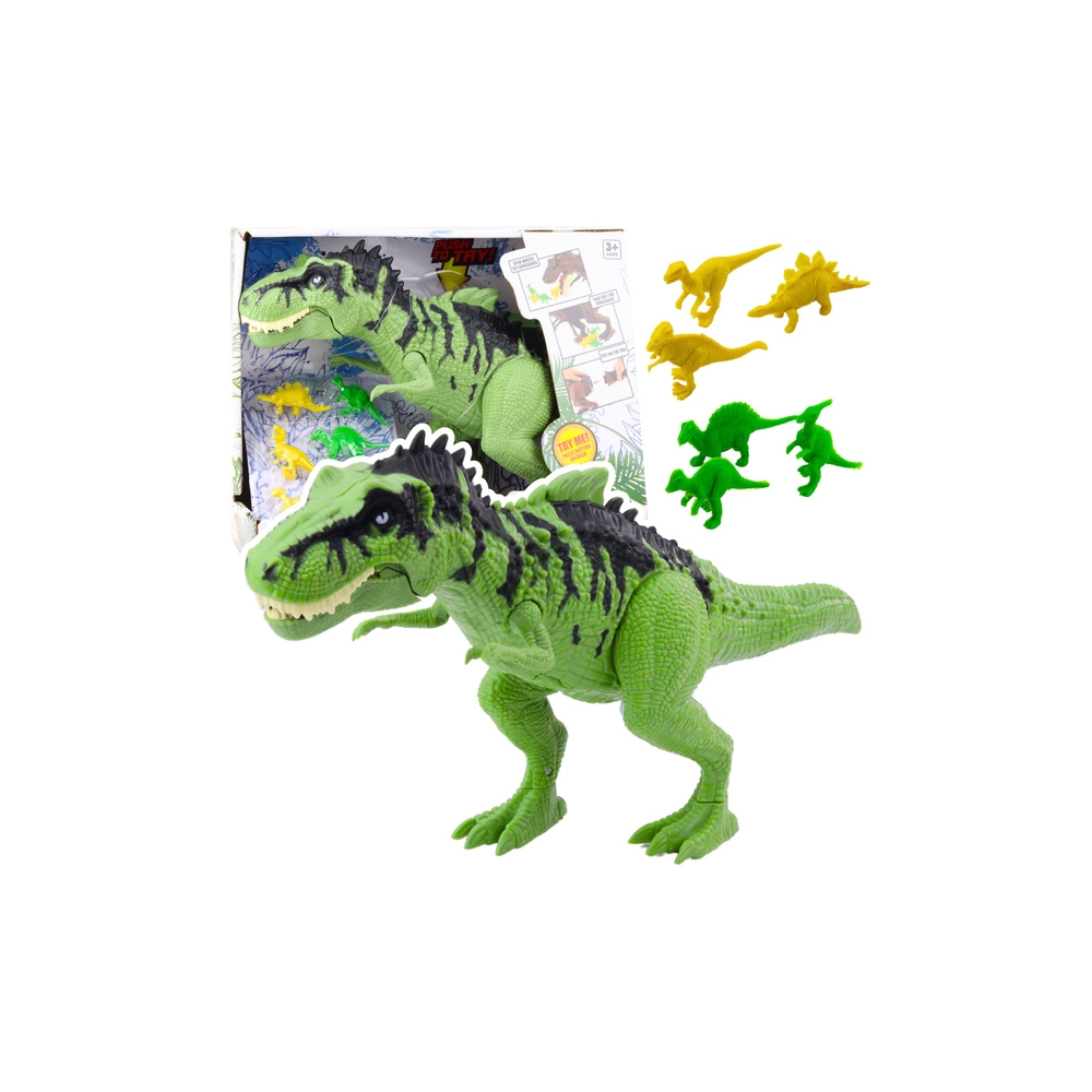 Zestaw Dinozaur Z Małymi Figurki Ruchomy Dźwięki Zielony