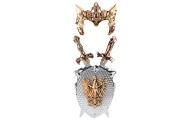 Knight Set Shield Two Swords Mask Silver Gold Eagle