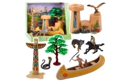 Set of Indian Figures Village Indians Kayak Totem