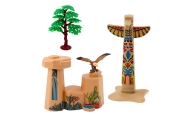 Set of Indian Figures Village Indians Kayak Totem
