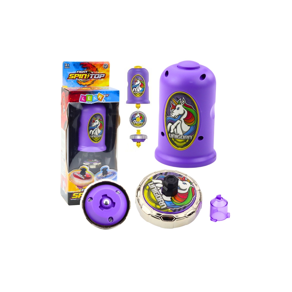 Paleidimo įrenginio ir suktuko rinkinys Spinner, violetinis vienaragis