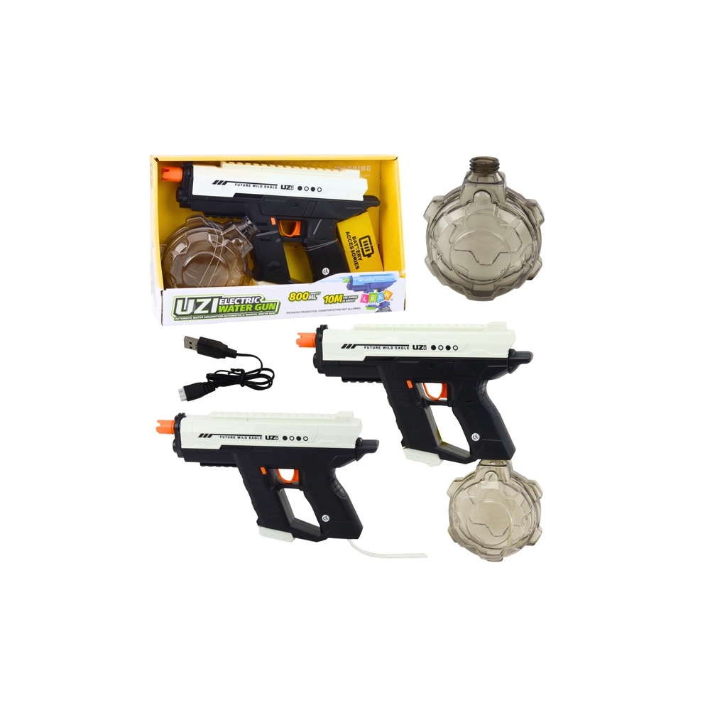 Elektryczny Pistolet Na Wodę Automatyczny 10m Czarno Biały 800ml