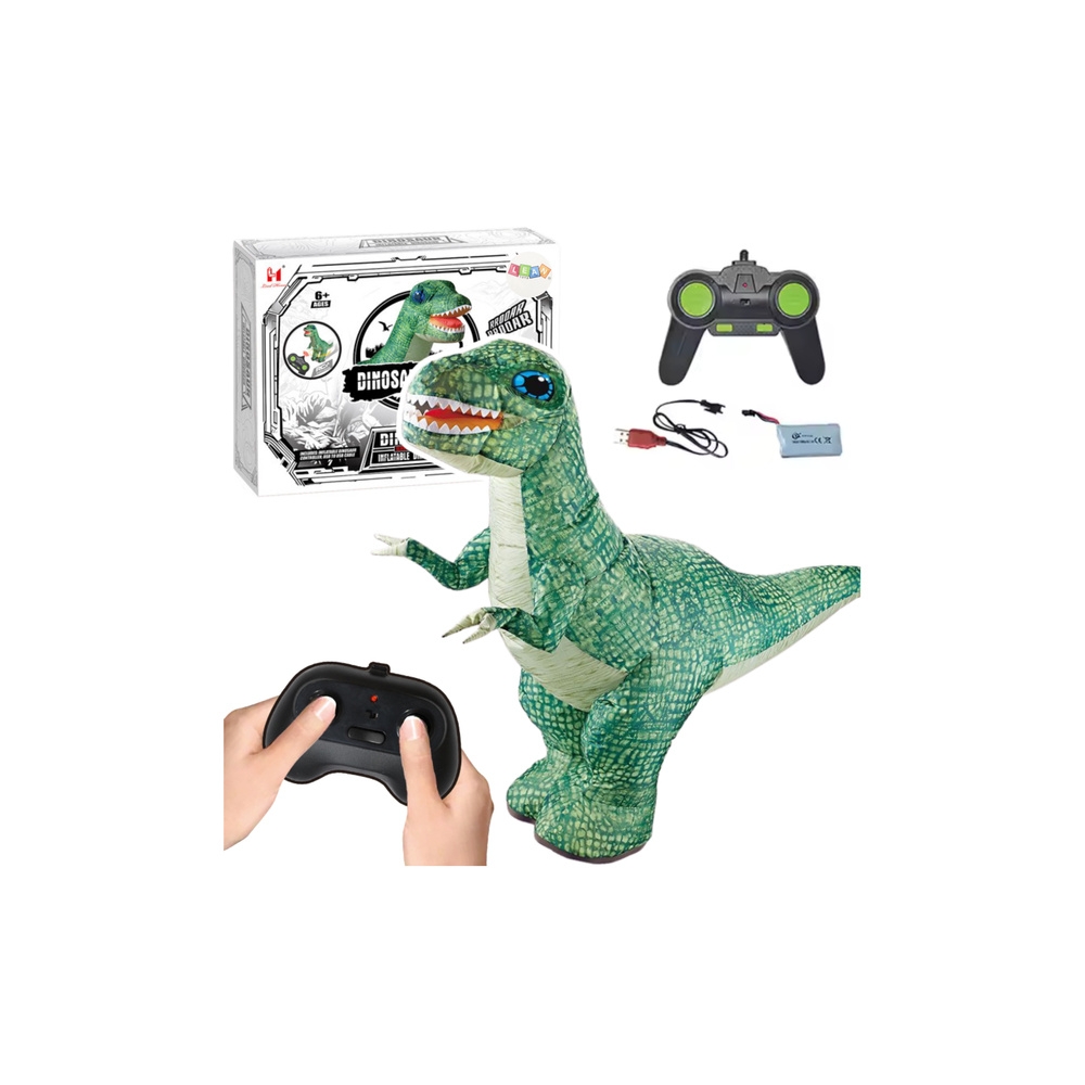 Didelis pripučiamas RC nuotoliniu būdu valdomas žalias dinozauras 130 x 190 cm