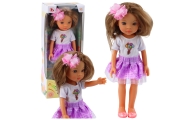 Doll In Purple Dress Long Brown Hair Flower Clip