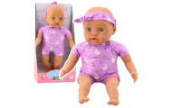 Lėlė kūdikis su violetiniu kostiumėliu Minkšta pilvo juosta su peteliške 31 cm