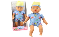 Lalka Bobas Niebieskie Ubranko z Wzorami Czapeczka z Uszami 31cm