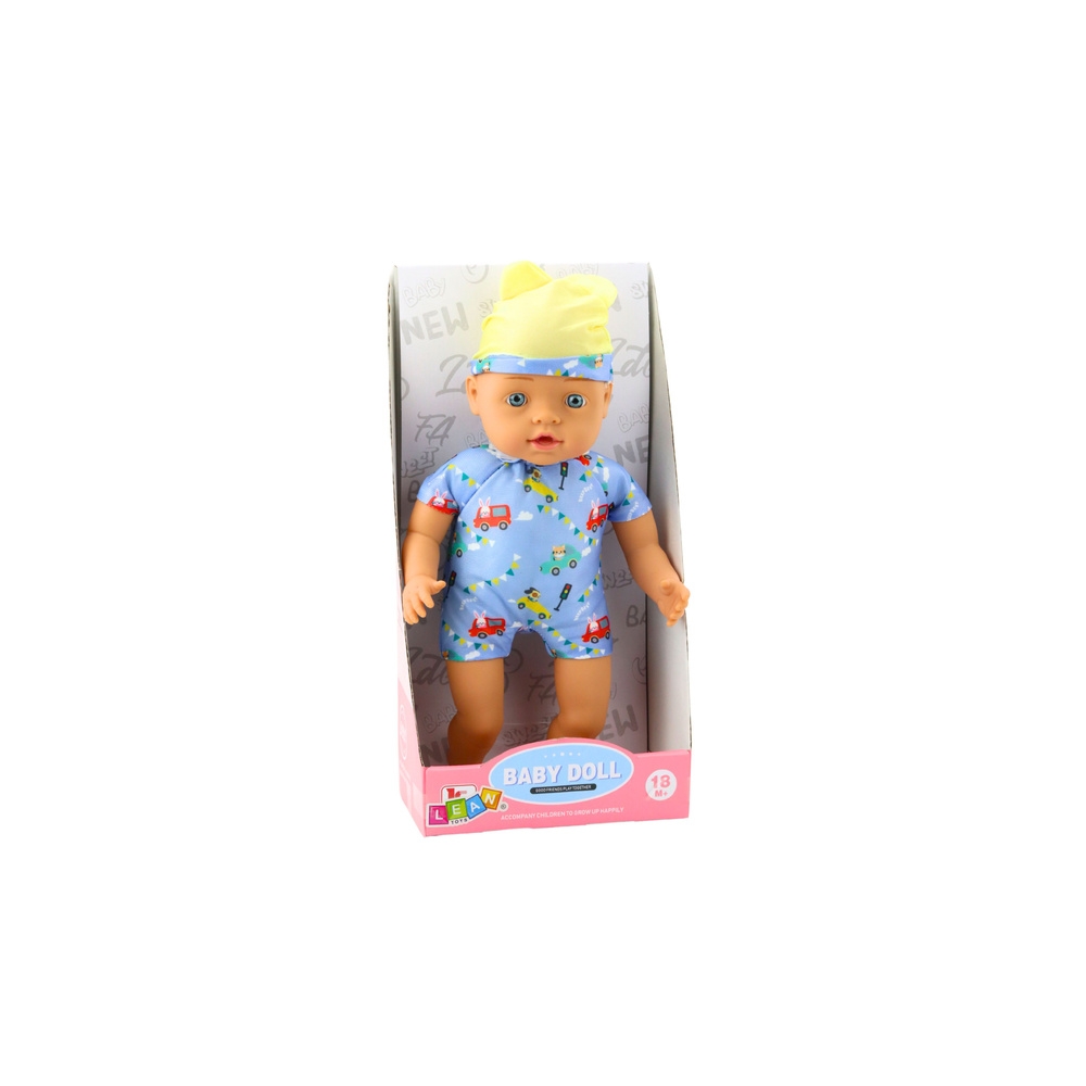 Kūdikių lėlė Mėlyni raštuoti drabužiai Kepurė su ausimis 31cm