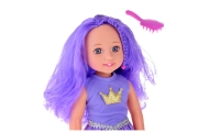 Doll in a Dress with a Crown Long Hair Purple Brush 38cm
