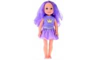 Lėlė su suknele, karūna ir ilgais plaukais, violetinis šepetys 38 cm