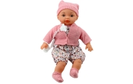 Lalka Bobas Sweterek Czapeczka Smoczek Na Łańcuszku Różowa 40cm