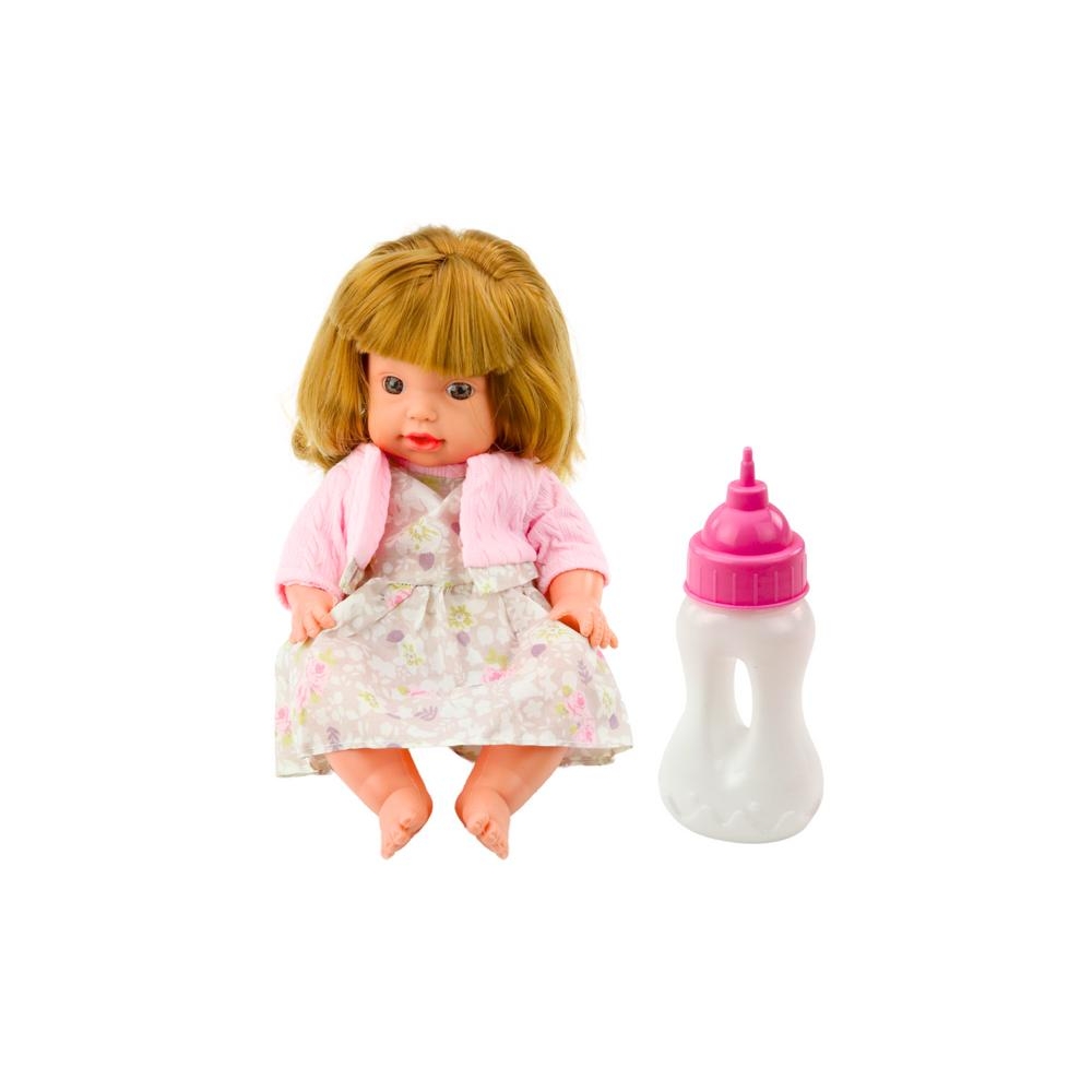 Lalka Bobas Z Butelką Do Karmienia Sukienka Pudrowy Róż Dźwięki 30cm