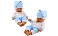Sleeping Baby Doll in Blue Pajamas Hat with Pompom