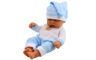 Sleeping Baby Doll in Blue Pajamas Hat with Pompom